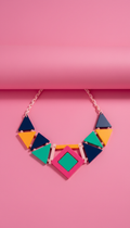 Electric Pink Geometric Necklace