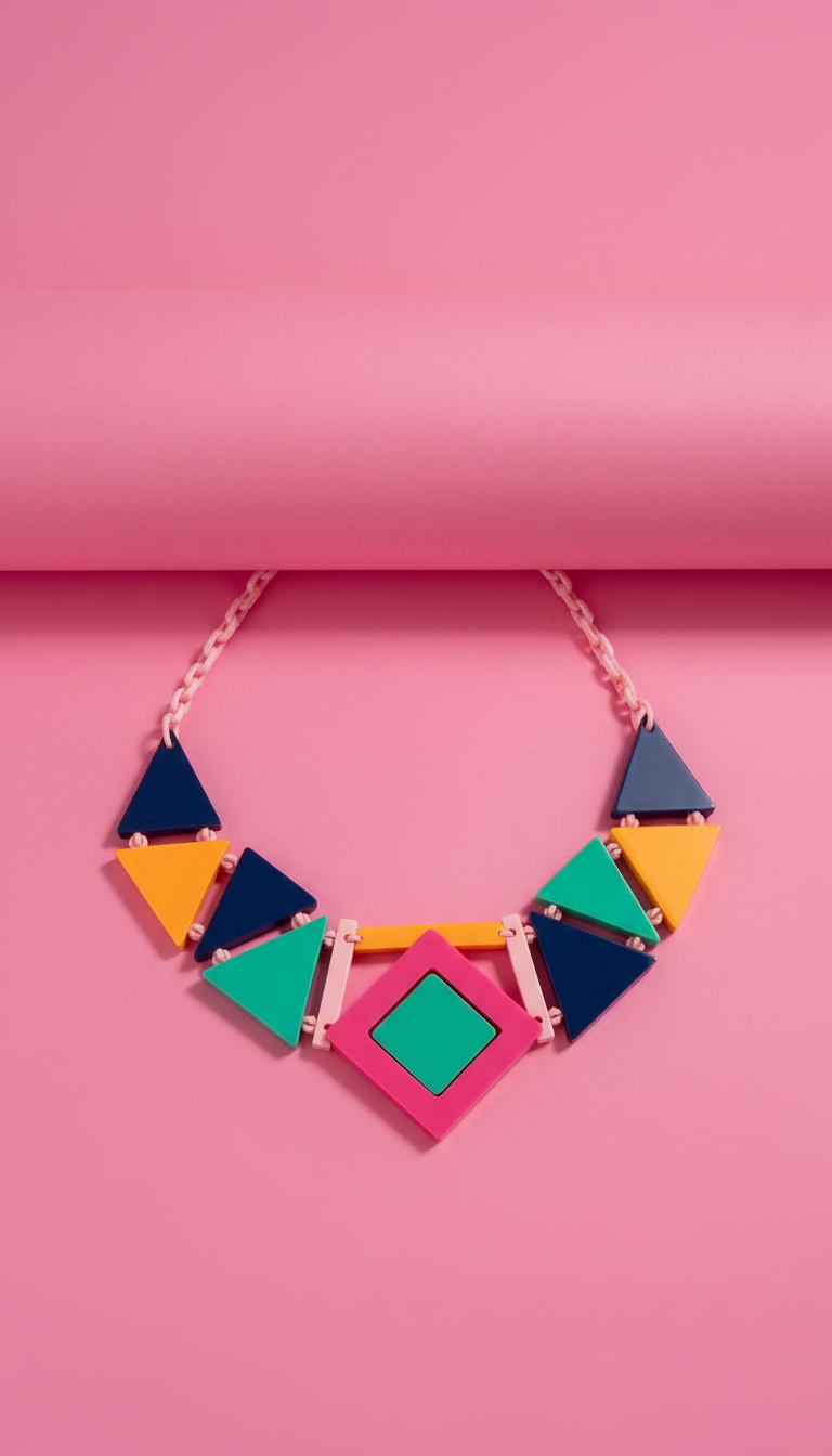 Electric Pink Geometric Necklace